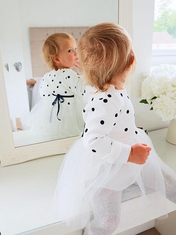 Girls White Polka Dot Party Tutu Dress - 6 to 24 Months - Stylemykid.com