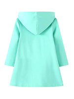 Ursula the Unicorn - Girls Long Sleeve Hooded Turquoise Unicorn Dress - Stylemykid.com
