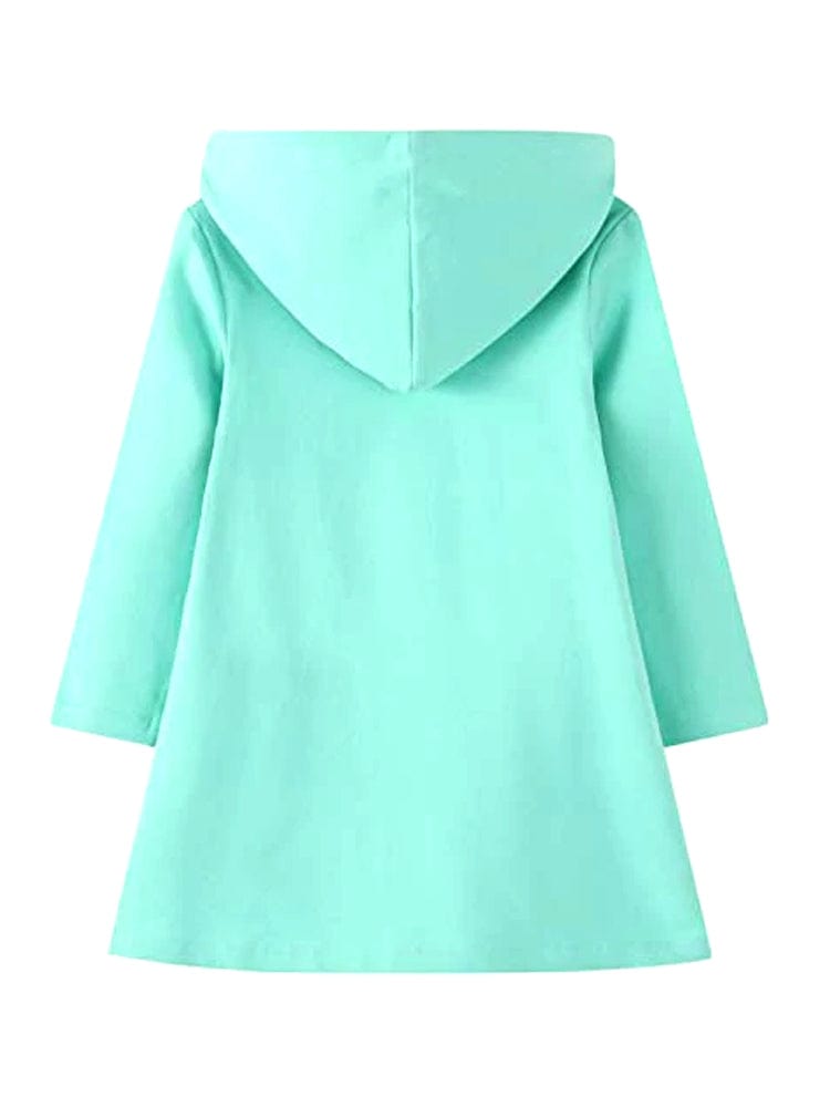 Ursula the Unicorn - Girls Long Sleeve Hooded Turquoise Unicorn Dress - Stylemykid.com