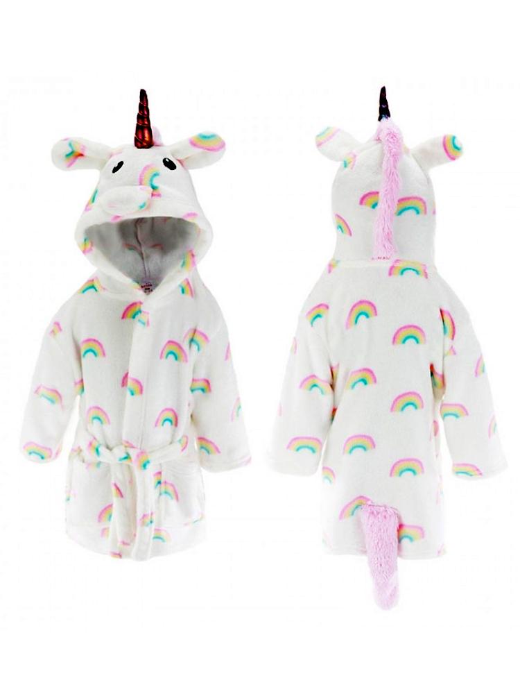 Rainbow Unicorn Soft Touch Hooded Dressing Gown - 6 Months to 2 Years - Stylemykid.com
