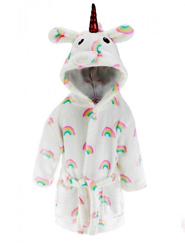 Rainbow Unicorn Soft Touch Hooded Dressing Gown - 6 Months to 2 Years - Stylemykid.com