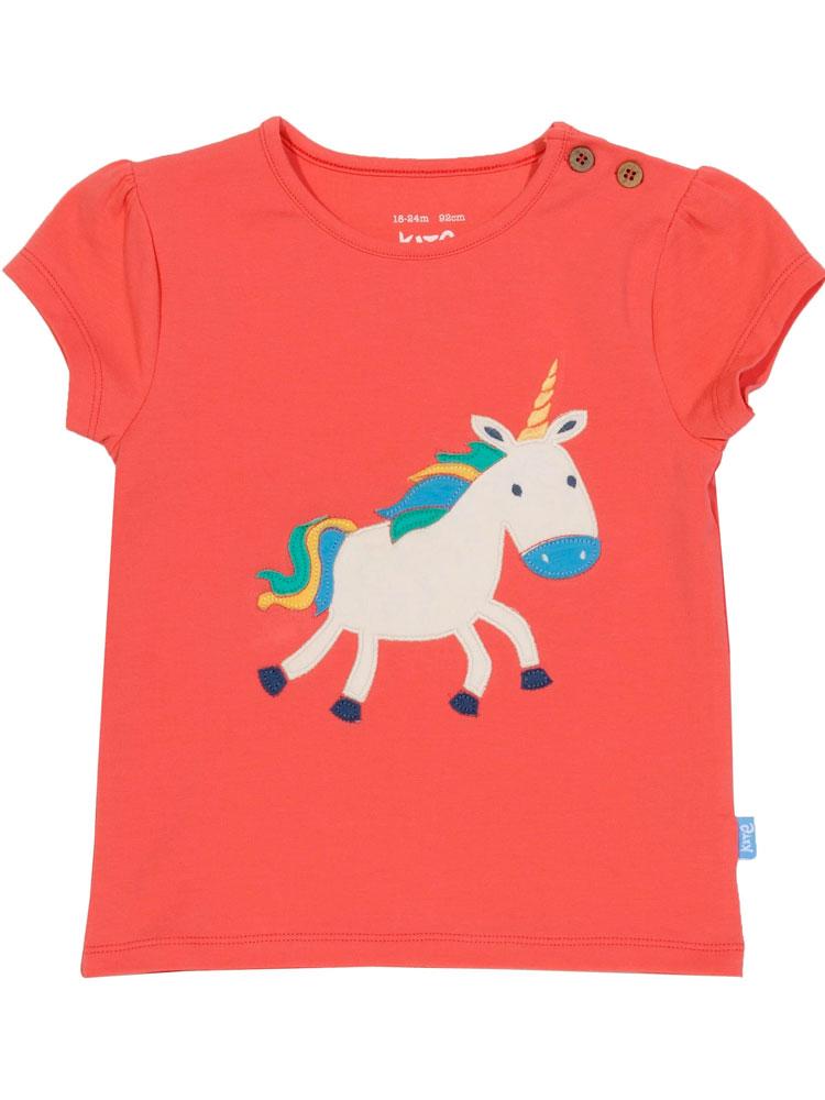 KITE Organic - Unicorn Coral Red T-shirt - 3-12 months - Stylemykid.com