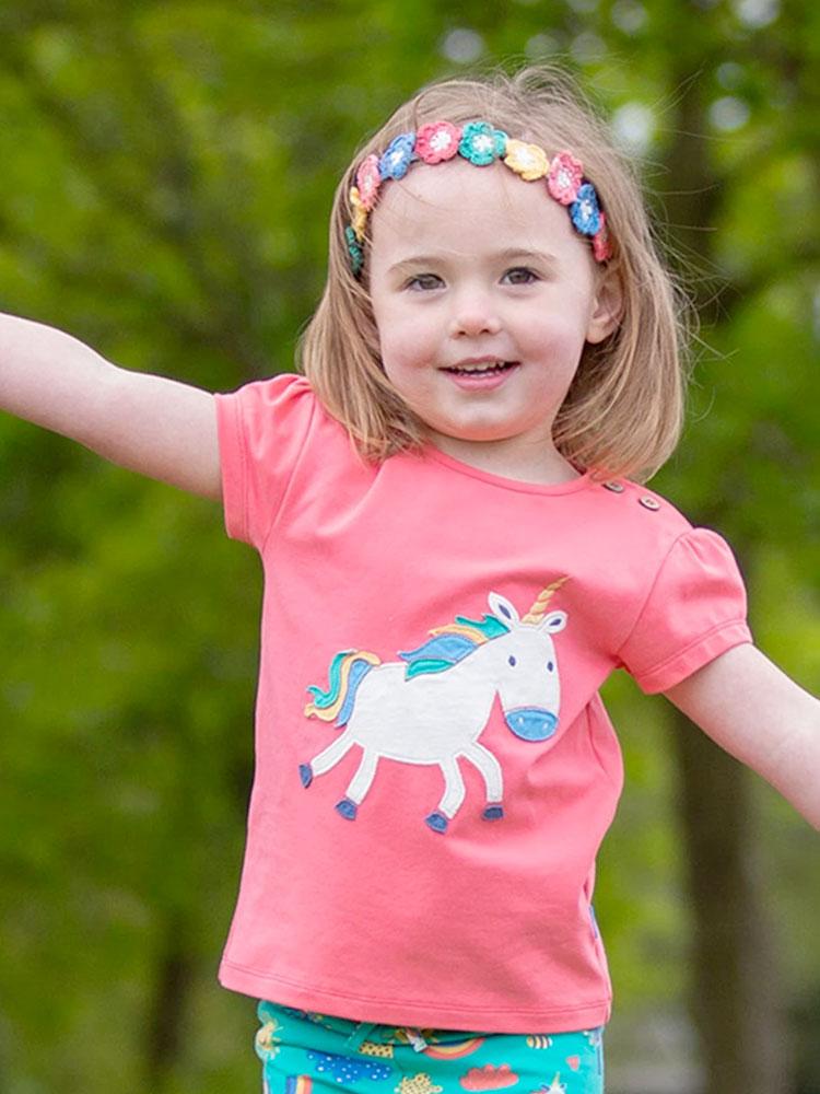 KITE Organic - Unicorn Coral Red T-shirt - 3-12 months - Stylemykid.com
