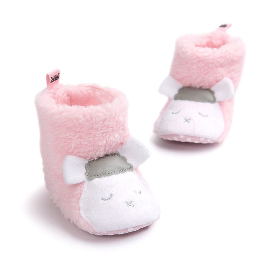 Lamb Cuddles - Pink Baby Slippers with 3D Ears 6 to 12 months - Stylemykid.com