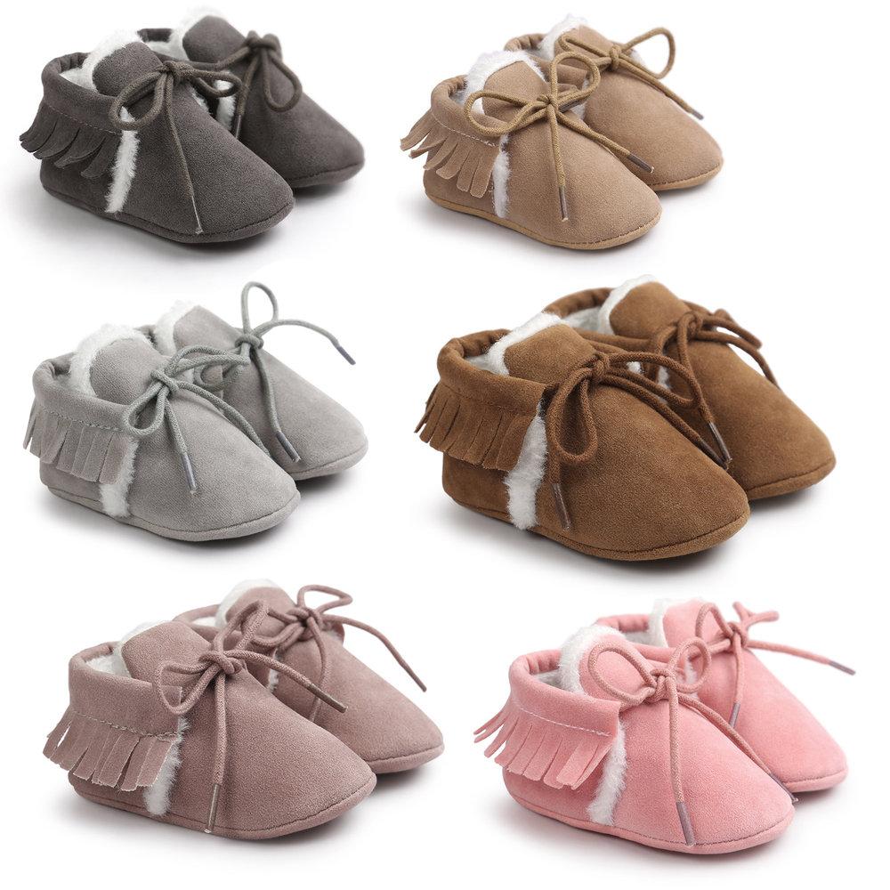 Baby Moccasin Frill Shoe - Tan Brown 12 to 18 Months - Stylemykid.com