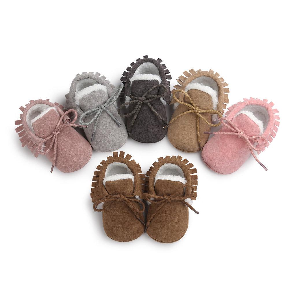 Baby Moccasin Frill Shoe - Tan Brown 12 to 18 Months - Stylemykid.com