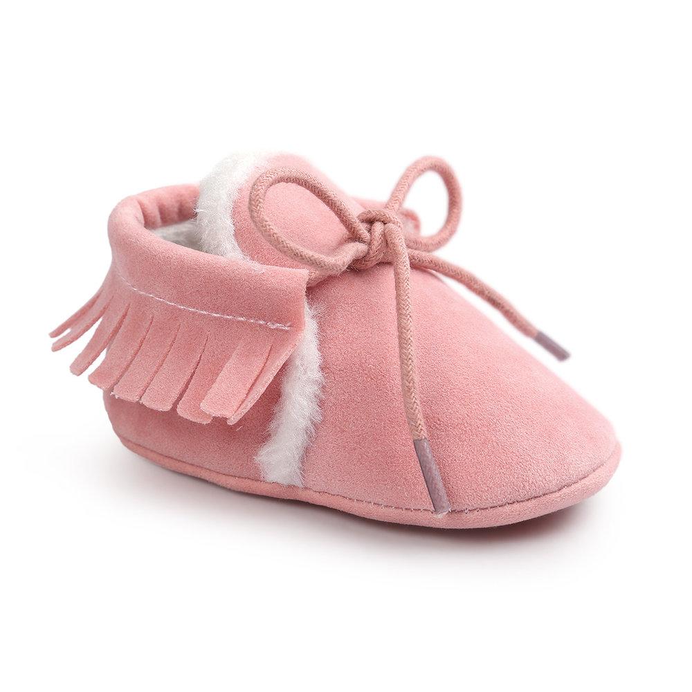 Baby Moccasin Frill Shoe - Pink 12 to 18 Months - Stylemykid.com
