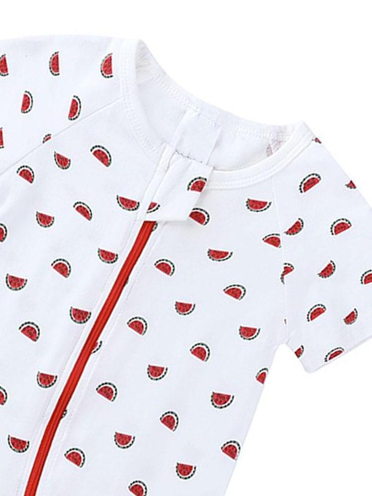 Baby Watermelons Zip Sleepsuit Romper - SHORT SLEEVED - Stylemykid.com