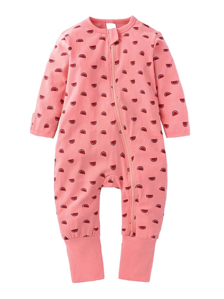 Pink Watermelons Baby Zip Sleepsuit with Hand & Feet Cuffs - 18 to 24 M only - Stylemykid.com