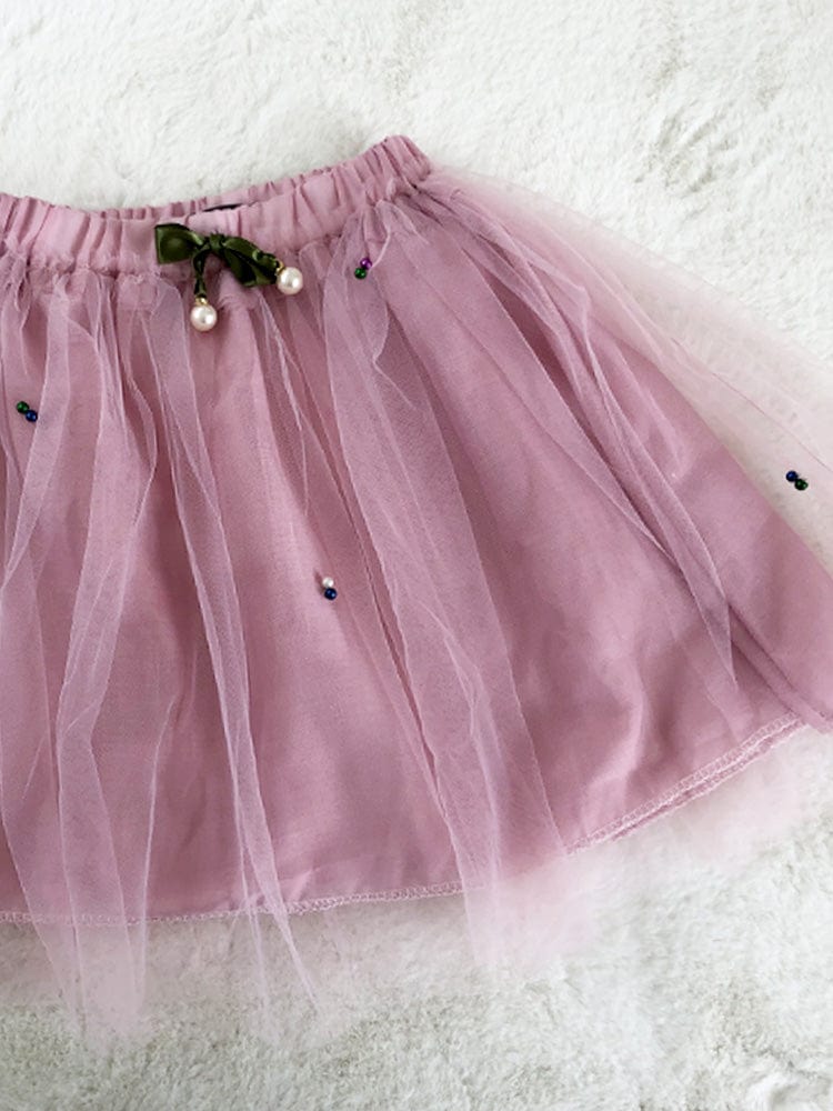 Summer Watermelon - Girls 2 Piece White & Pale Pink T-Shirt Top & Tulle Tutu Skirt Outfit - 1 to 5 Years - Stylemykid.com