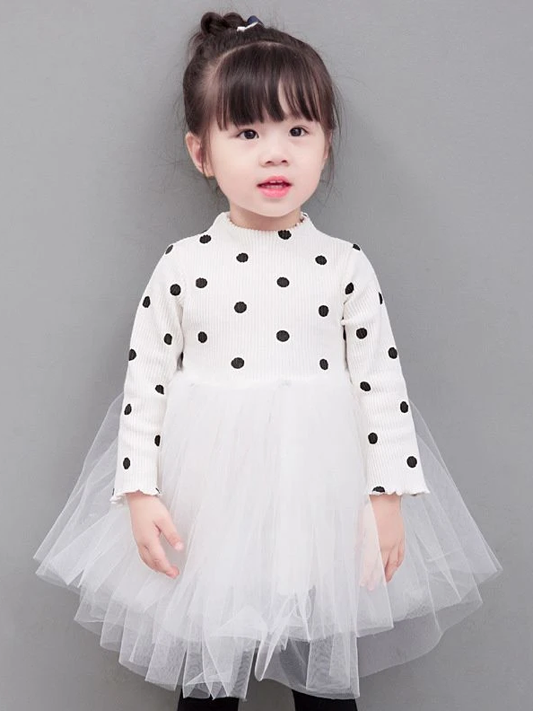 Girls White Polka Dot Party Tutu Dress - 6 to 24 Months - Stylemykid.com