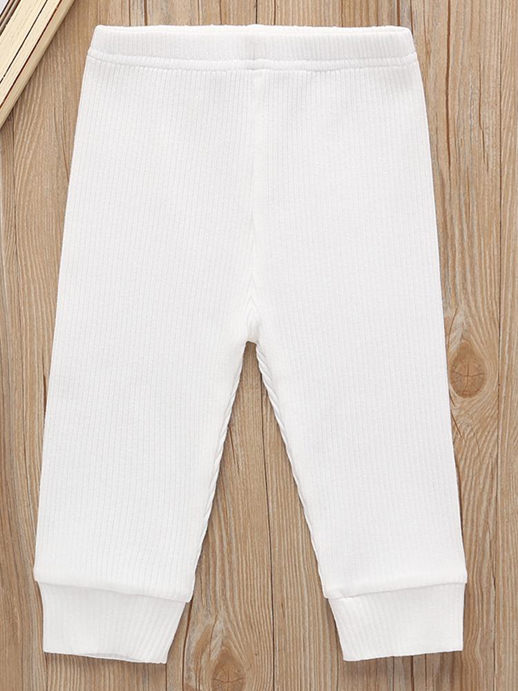 Baby/Toddler White Matching 2 Piece Ribbed Button Top & Bottoms Lounge Outfit 6 to 9 Months - Stylemykid.com