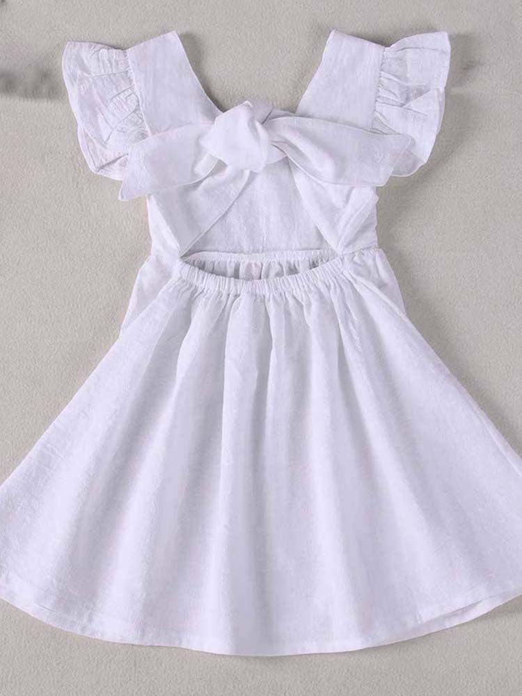 White Tie Bow Back Girls Party Dress - 9m to 12m - Stylemykid.com