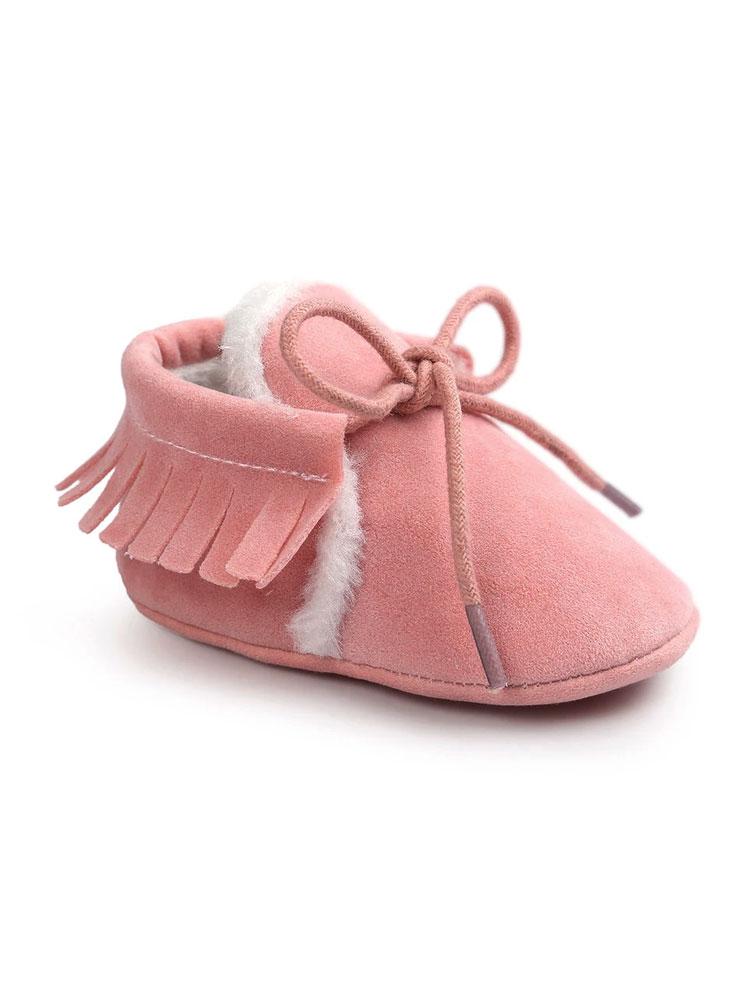 Baby Moccasin Frill Shoe - Pink 12 to 18 Months - Stylemykid.com