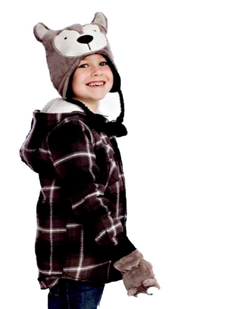 Flapjack Kids - Reversible Winter Hat - Wolf & Bear - 6 months to 6 years - Stylemykid.com