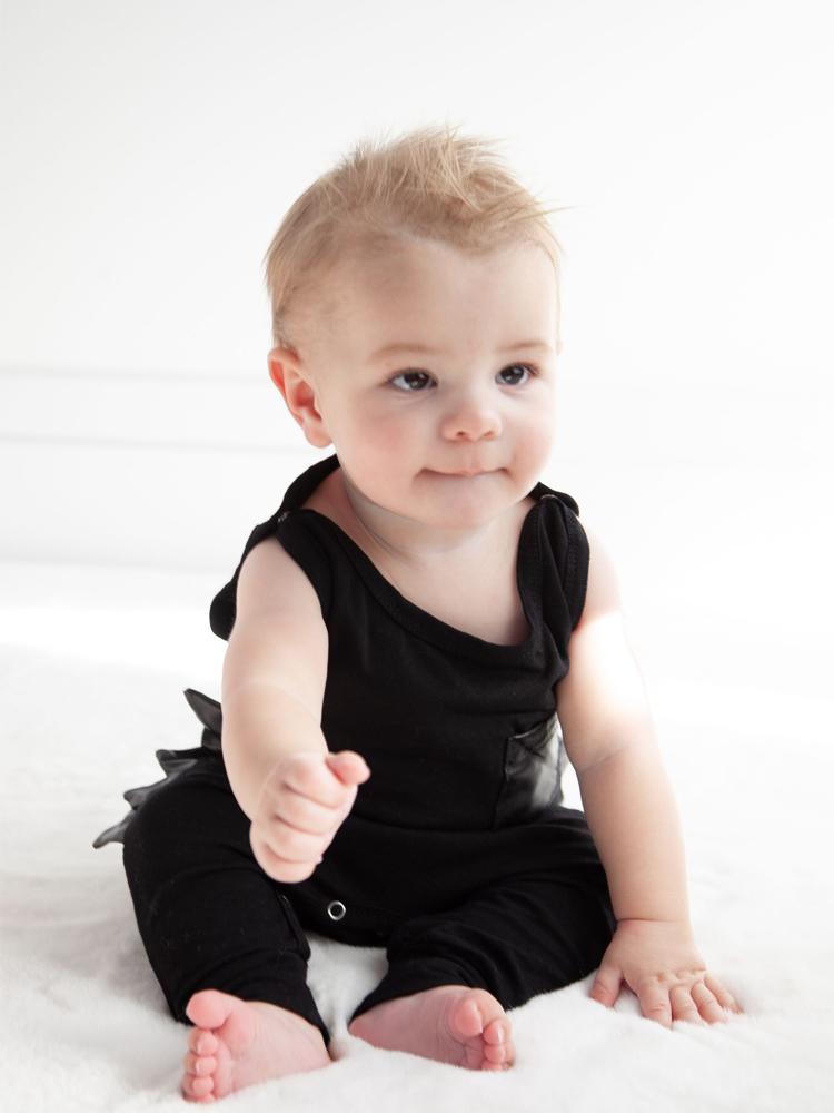 Navy and White Striped Dino Baby Romper with Soft Dino Spikes - Stylemykid.com