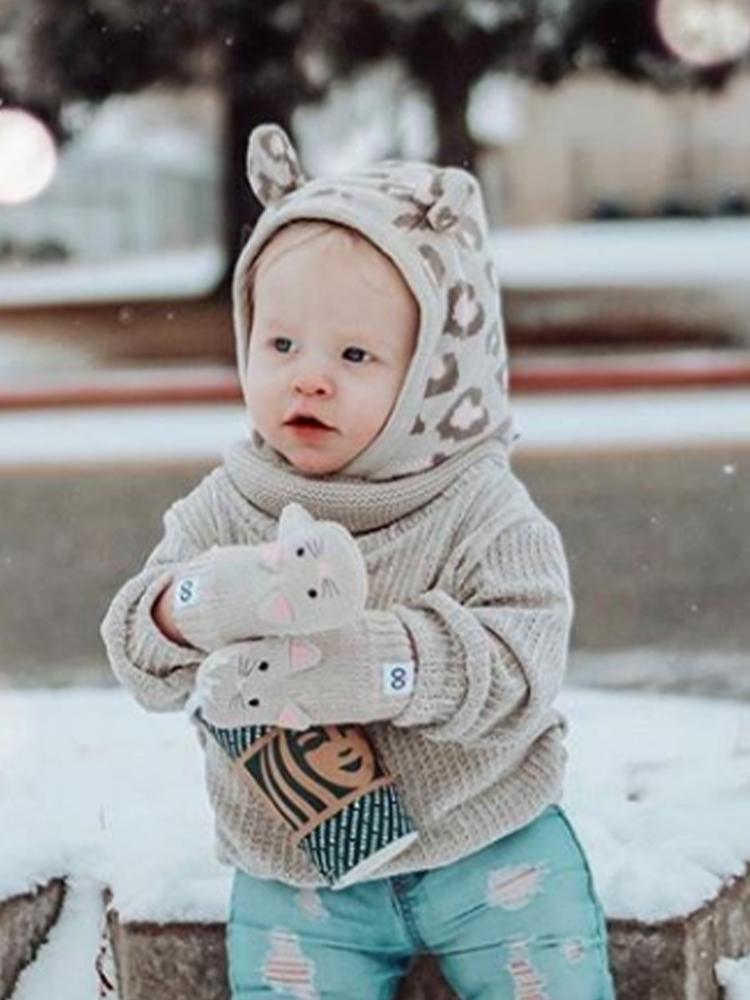 Zoocchini - Kids Knit Mittens - Kallie The Kitten 12 to 24 months - Stylemykid.com