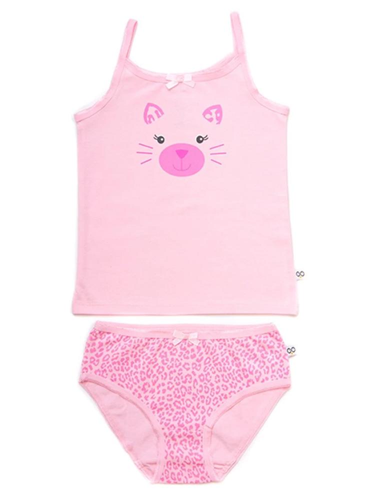 Zoocchini - Girls Organic Cami Underwear Set - Kallie the Kitten - Pink/Leopard Print 2 to 6 Y - Stylemykid.com