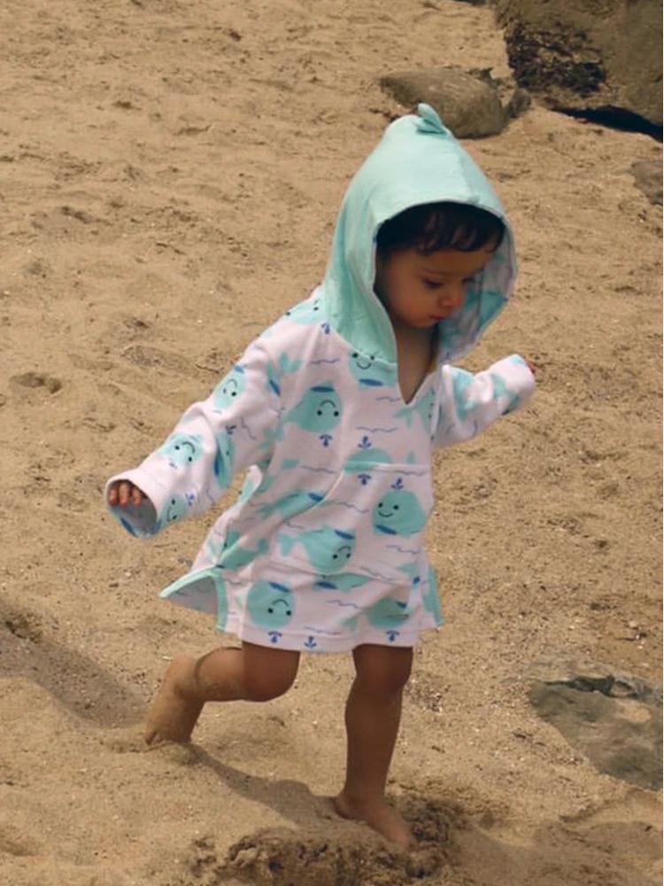 Zoocchini - Terry Bath & Swim Cover up with Character 3D Hood - Willy the Whale - 12 to 24M - Stylemykid.com
