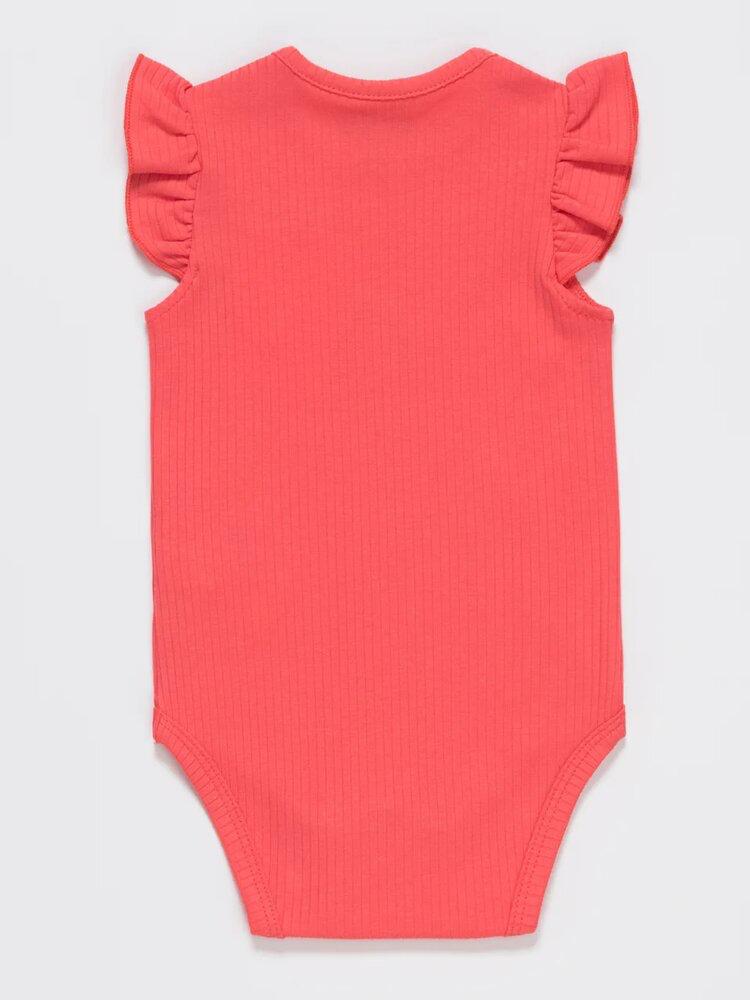 Artie - Bright Pink Rainbow Baby Girl Frill Cap Sleeve Bodysuit - Stylemykid.com