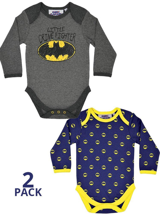 Batman Baby Grow 2 Pack - Little Crime Fighter and Batman Signal Logo - 6-24 Months - Stylemykid.com