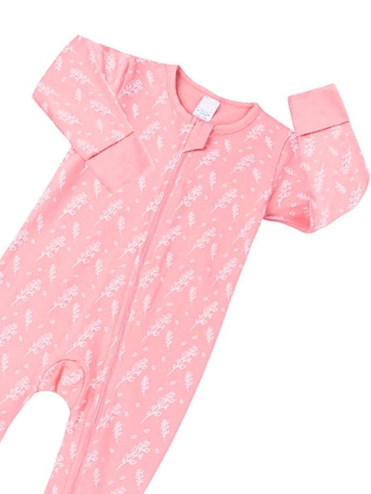 Blush Heather Baby Zip Sleepsuit with Hand & Feet Cuffs - Stylemykid.com