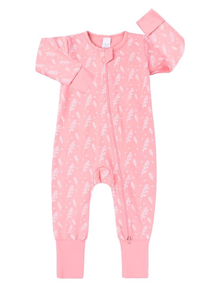 Blush Heather Baby Zip Sleepsuit with Hand & Feet Cuffs - Stylemykid.com