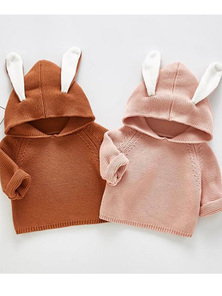 Bunny Boo! Bunny Ears Caramel Baby Hooded Jumper - Stylemykid.com