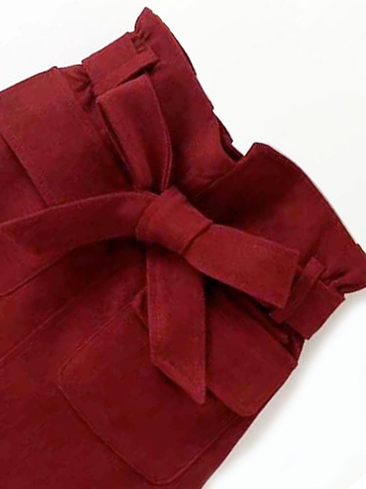Girls Burgundy Bow Pocket Skirt - 2-6 Years - Stylemykid.com