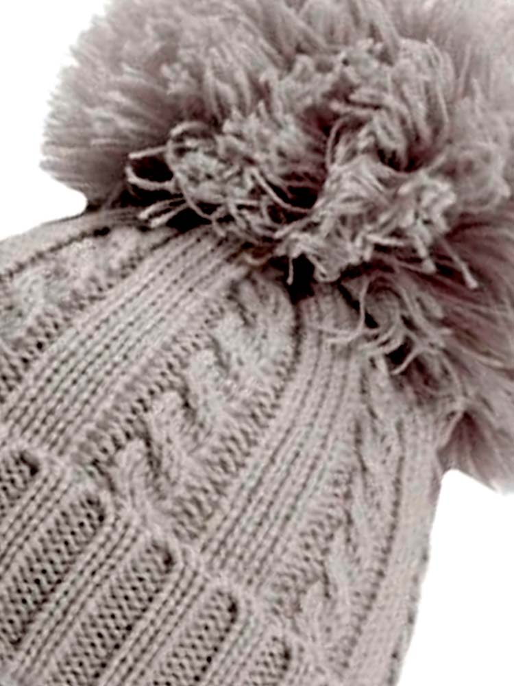 Silver Grey Cable Knit Pom Pom Hat - 12-24 Months - Stylemykid.com