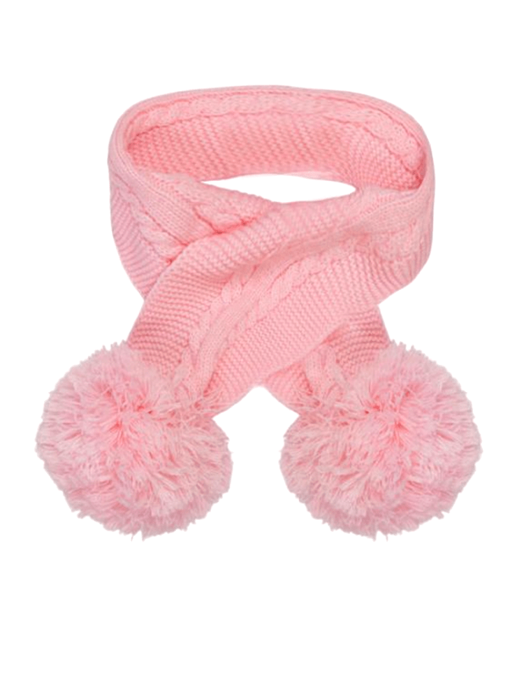 Dusky Pink Cable Knit Pom Pom Scarf - 3-24 Months - Stylemykid.com