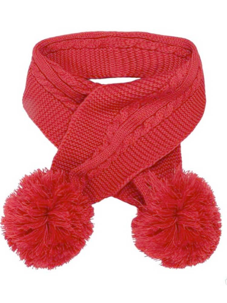 Red Cable Knit Pom Pom Scarf - 3-24 Months - Stylemykid.com