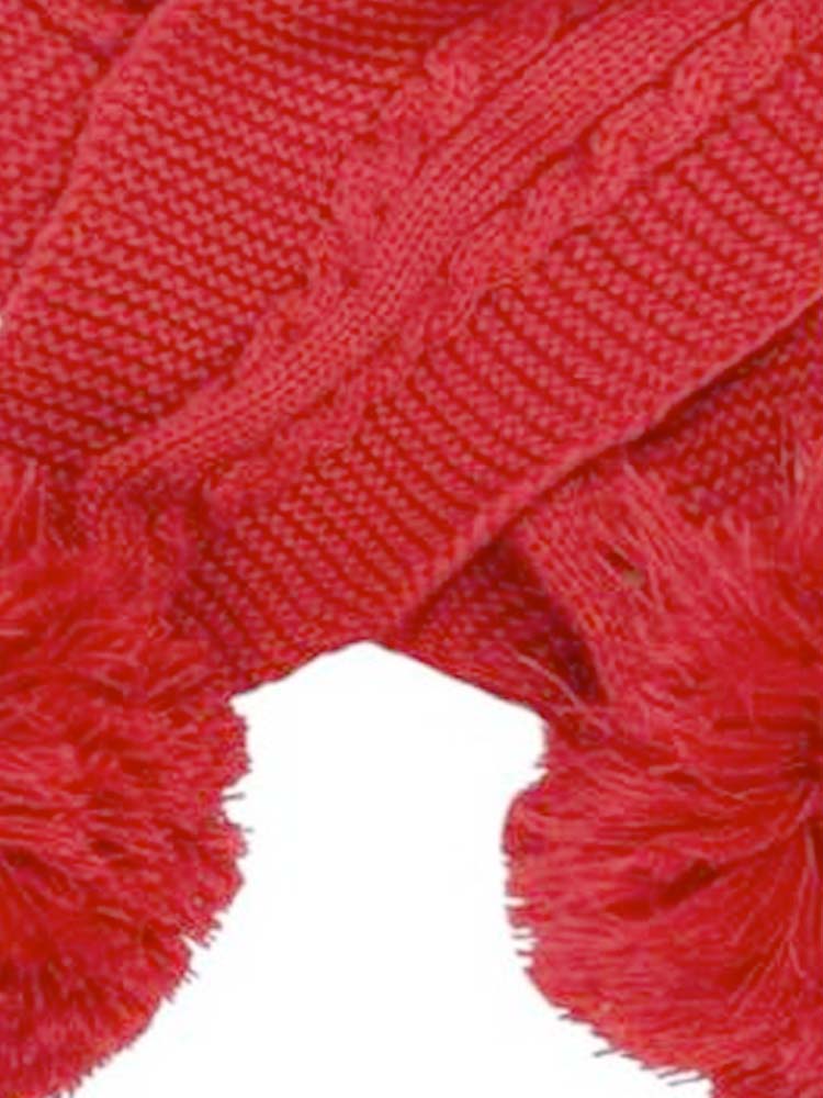 Red Cable Knit Pom Pom Scarf - 3-24 Months - Stylemykid.com