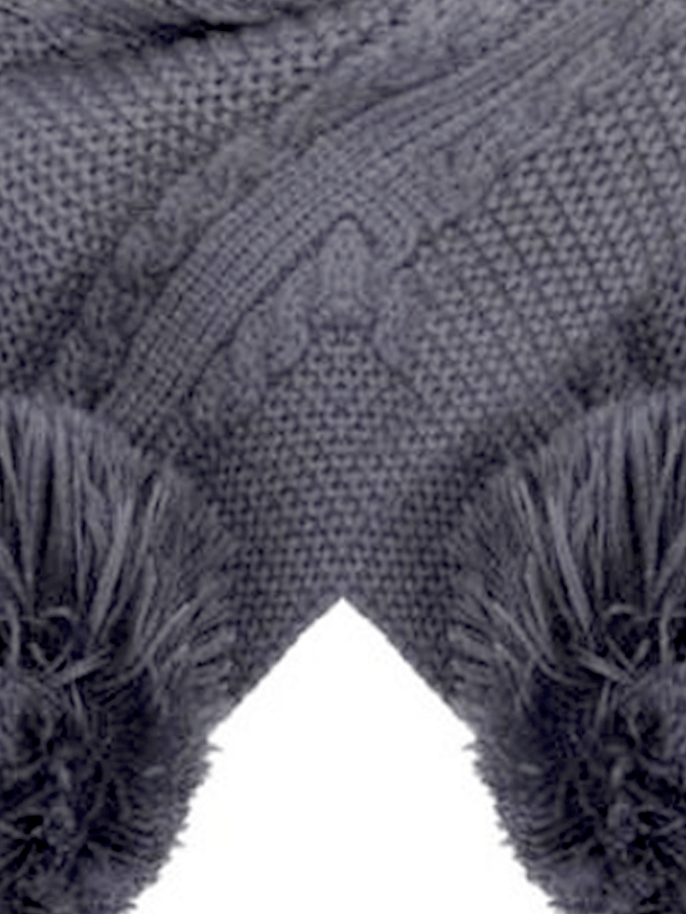 Slate Blue Cable Knit Pom Pom Scarf - 3-24 Months - Stylemykid.com