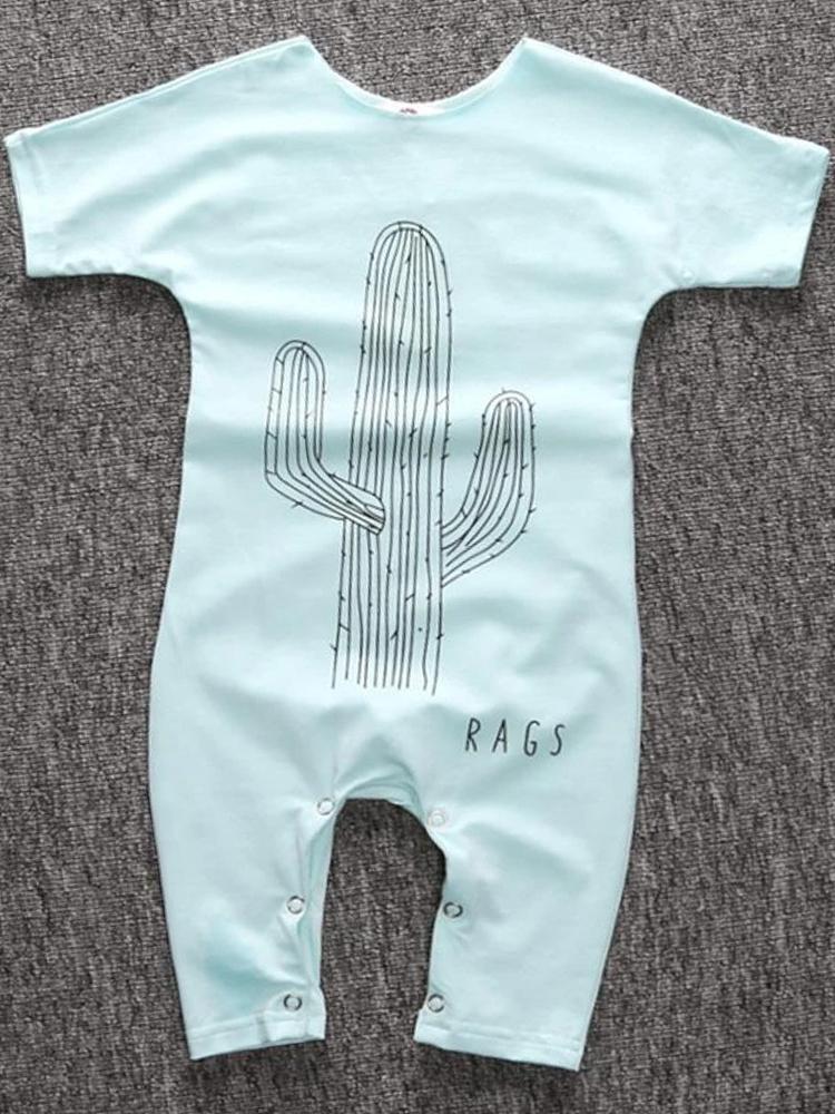 Pale Blue Cactus Shortie Baby Romper Playsuit - Stylemykid.com