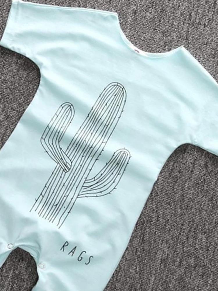 Pale Blue Cactus Shortie Baby Romper Playsuit - Stylemykid.com