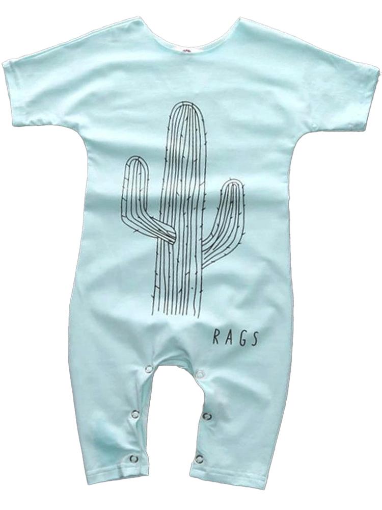 Pale Blue Cactus Shortie Baby Romper Playsuit - Stylemykid.com