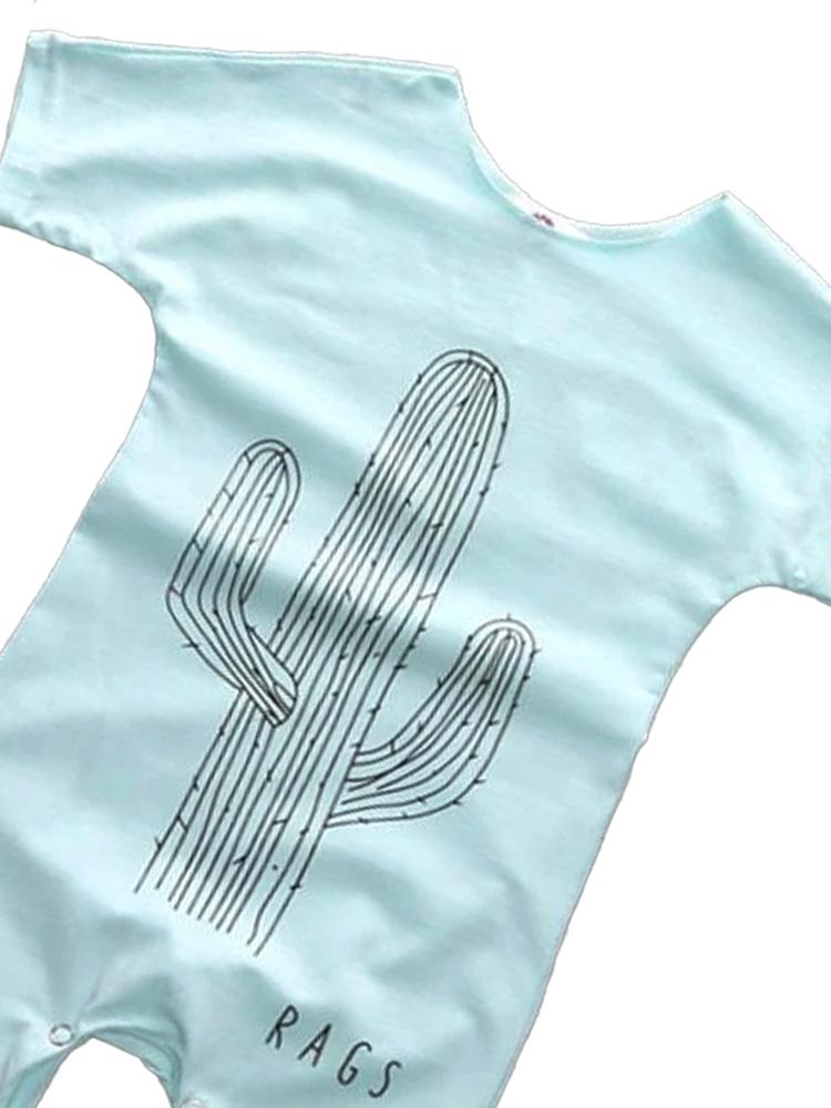 Pale Blue Cactus Shortie Baby Romper Playsuit - Stylemykid.com