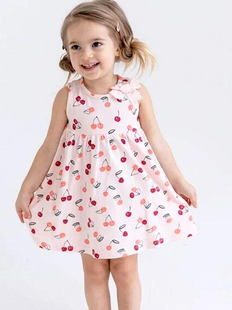 Artie - Sweet Cherry Bow Baby and Girl Pink Dress - Stylemykid.com