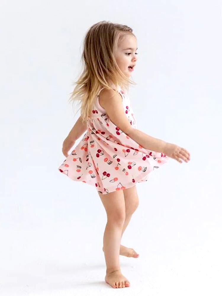 Artie - Sweet Cherry Bow Baby and Girl Pink Dress - Stylemykid.com