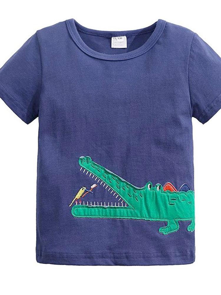 Clean Toothed Crocodile Short Sleeve T-Shirt - Dark Blue - Stylemykid.com