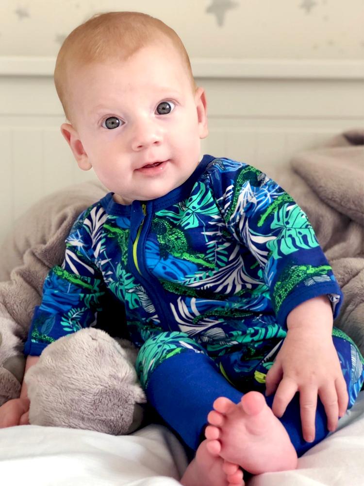 Cool Crocodile Baby Zip Sleepsuit with Hand & Feet Cuffs - Stylemykid.com