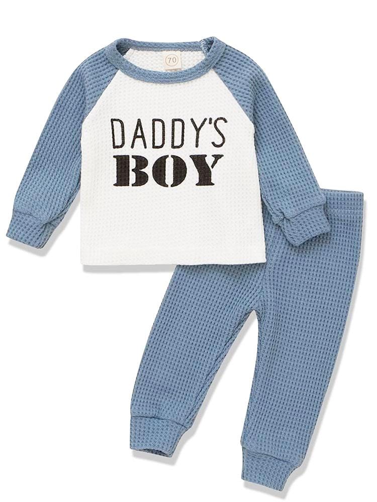 Baby Boys 'Daddy's Boy' Blue & White Top & Trousers - 2 Piece Outfit - 3-18Months - Stylemykid.com