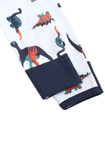 Dinosaur Drama - White Baby Zip Sleepsuit with Turnover Hand & Feet Cuffs - Stylemykid.com