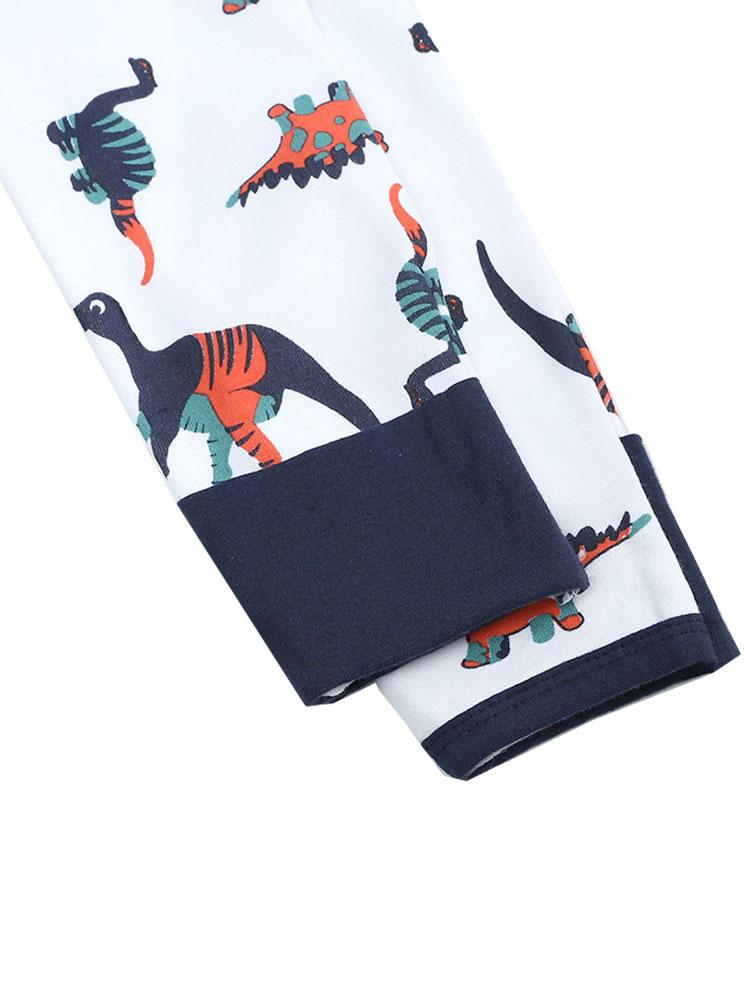 Dinosaur Drama - White Baby Zip Sleepsuit with Turnover Hand & Feet Cuffs - Stylemykid.com