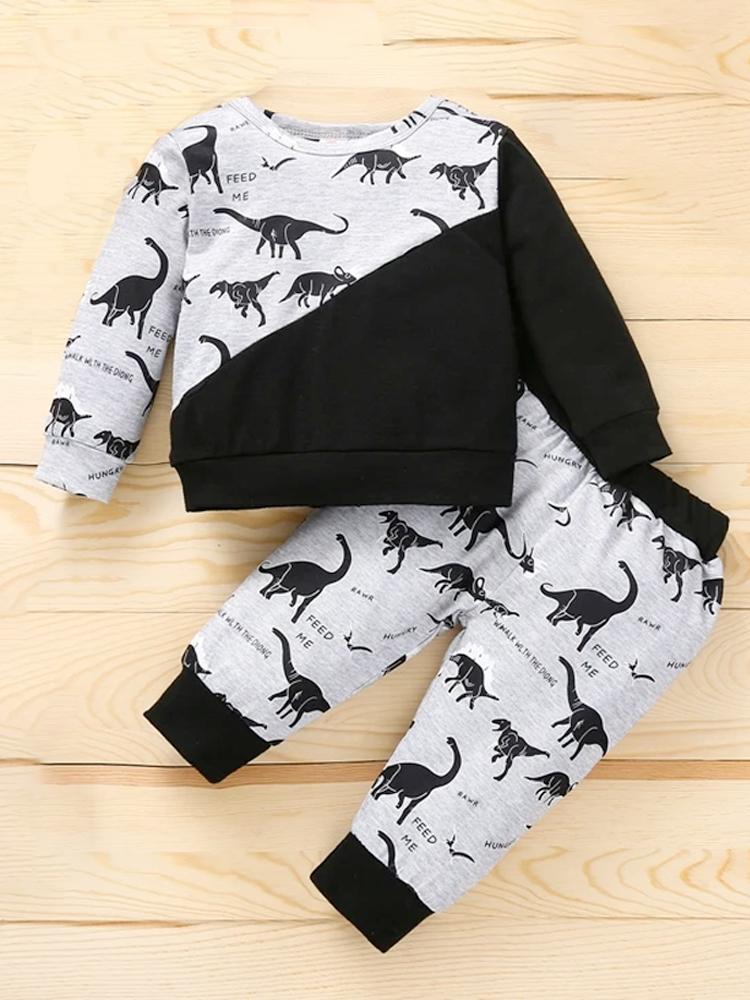 Baby Boy Dinosaur Print Top & Joggers Set - 3-18Months - Stylemykid.com