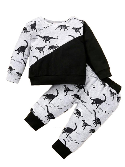 Baby Boy Dinosaur Print Top & Joggers Set - 3-18Months - Stylemykid.com