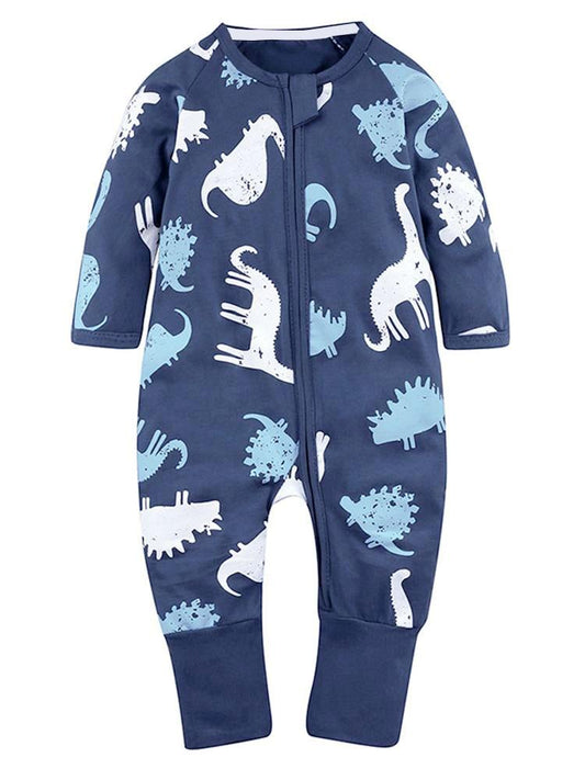 Dinosaur Dark Blue Baby Zip Sleepsuit with Hand and Feet Cuffs - 18-24 M - Stylemykid.com