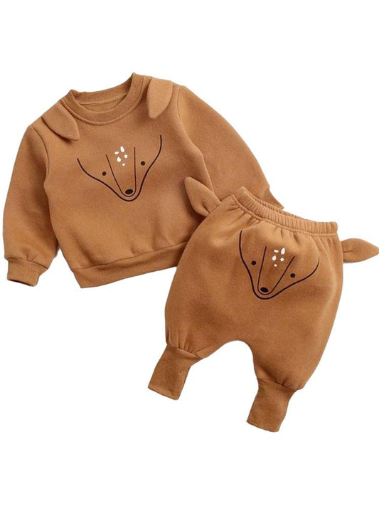 Foxy Pop - Long Sleeve Top & Bottoms 2 Piece Outfit with Foxy Ears - 6M to 2Y - Stylemykid.com