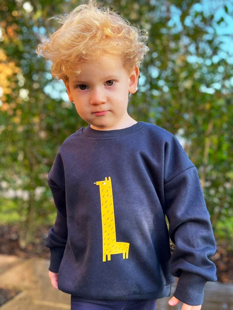 Spotty Giraffe - Navy Blue Sweatshirt - 12 to 18 Months - Stylemykid.com